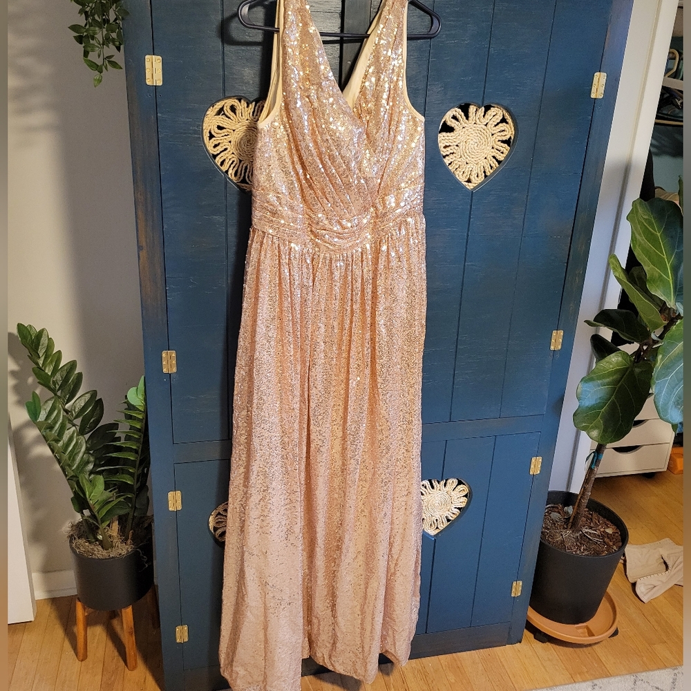 Rose gold sequin dress